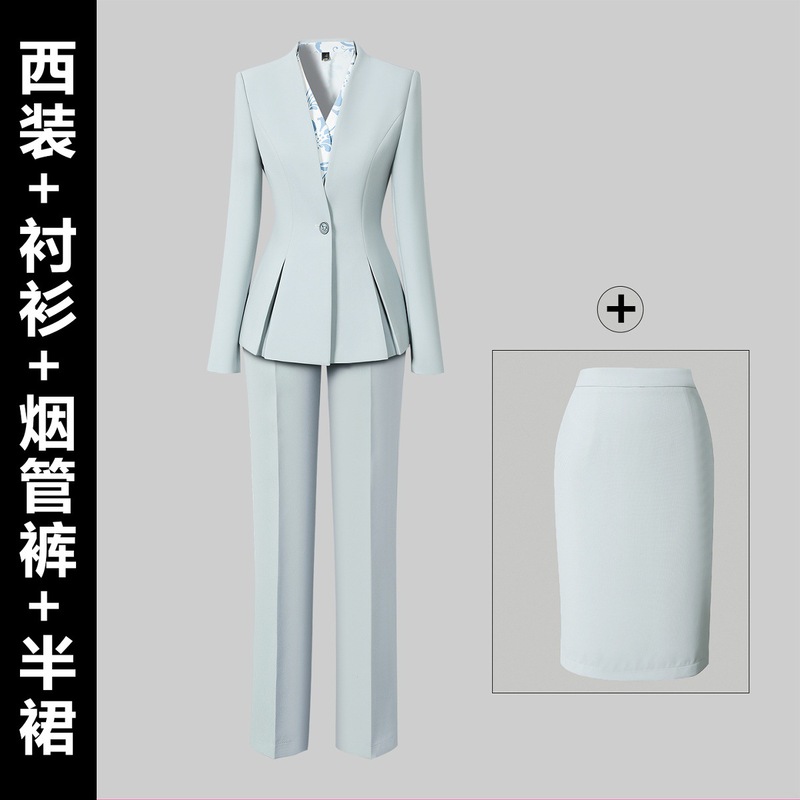 西装套装女秋季职业气质时尚酒店前台工装金店售楼部美容院工作服|undefined
