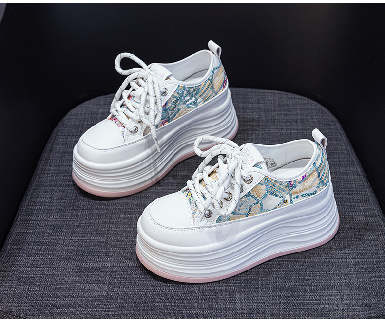 Giày sneaker nữ đế dày tăng chiều cao ẩn sequin hè 2026 — M2855 màu hồng, M2855 Màu đen, M2855 màu be chi tiết 20