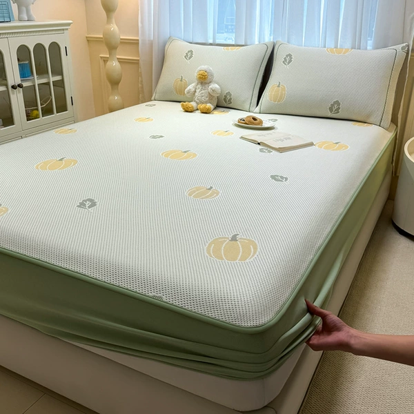 Fitted Sheet - Vitality Pumpkin - Aqua Green