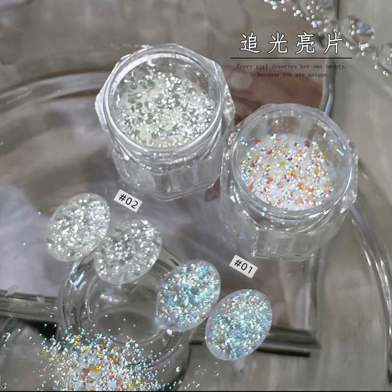 Nail Art Glitter Powder Sequins Ultra-Thin Light-Catching Sequins Glitter Powder Glitter Flakes Wearable Nail Accessories Hexagonal Glitter Powder