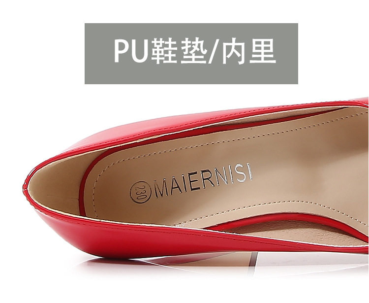 Giày cao gót nữ mũi vuông cỡ lớn, miệng nông gắn khóa pha lê, giày lễ phục cô dâu — Màu mơ, Màu trắng, Màu đen, Màu đỏ chi tiết 6