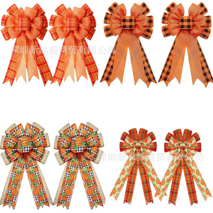 День благодарения гирлянда бант тыква мешковина лук дерево украшения осень рождественский лук с украшением