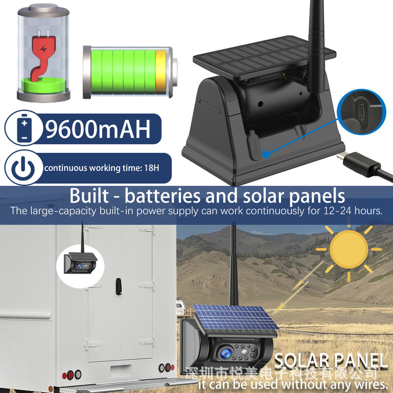 太陽エネルギー無線充電カメラヘッド、9600mAh、防水マグネット5G WIFI後視バック映像|undefined