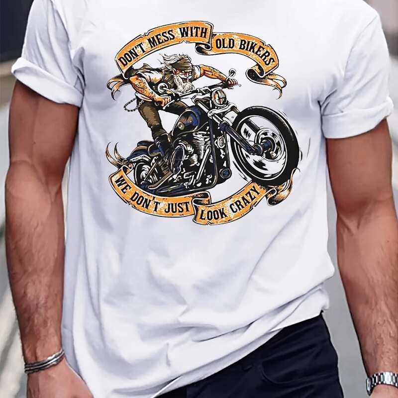 Summer Men's Pure Cotton Vintage Motorcycle Print Casual Loose Fit Sports Crew Neck Short Sleeve T-Shirt Top Summer Men's Pure Cotton Vintage Motorcycle Print Casual Loose Fit Sports Crew Neck Short Sleeve T-Shirt Top