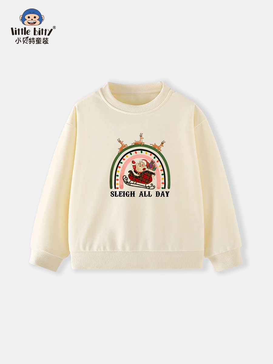 European and American 2025 Autumn New Long-Sleeve Children's Sweatshirt Trendy Christmas Knit Pullover Sports Children's Sweatshirt Top