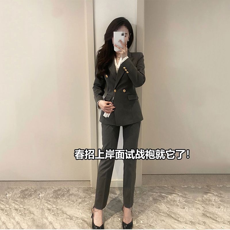 大学生公务员面试正装高档西装套装女士2024新款修身秋季西服外套