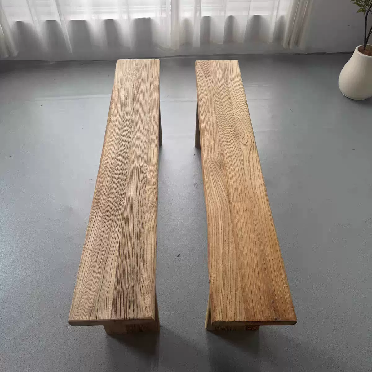 老榆木长条凳风化实木老式长板凳诧寂风玄关凳子复古怀旧原木凳子