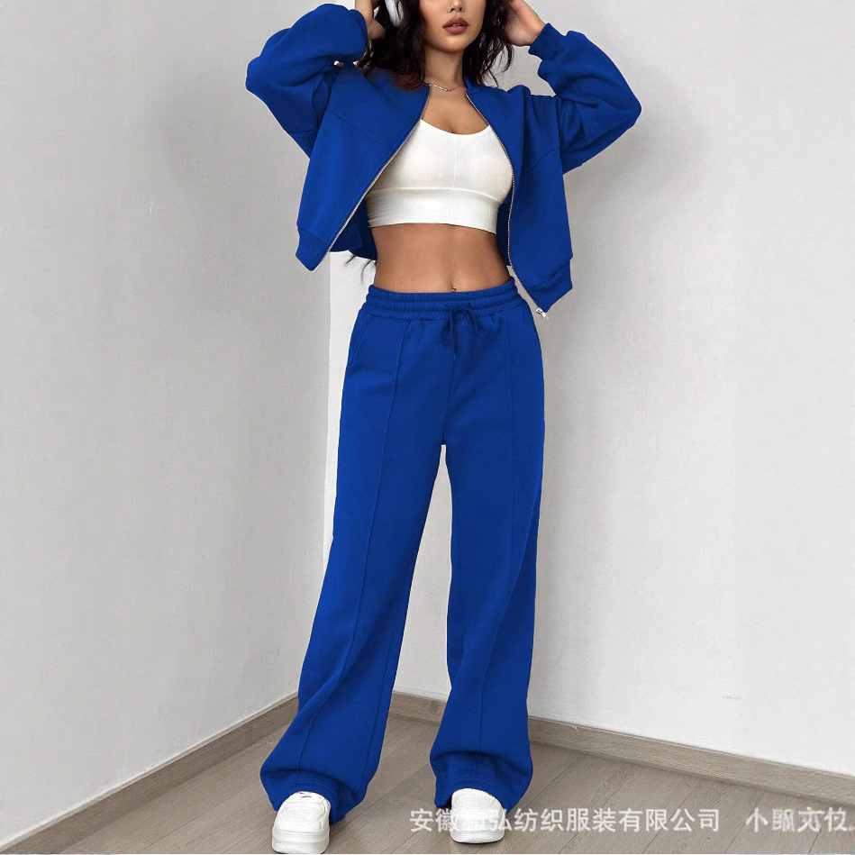 2025欧美跨境春秋女士涤纶套装时尚休闲两件长裤外套显瘦女装