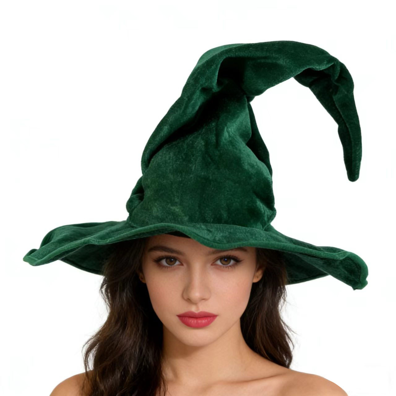 Sombreros de bruja de Halloween transfronterizos maquillaje accesorios de ropa sombrero de bruja plegado sombrero de peluche sombrero de bruja torcido sombrero de bruja