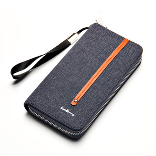 Baellerry Men's Long Wallet Multi-Card Slot Function Canvas Zipper Mobile Phone Clutch Large Capacity Wallet