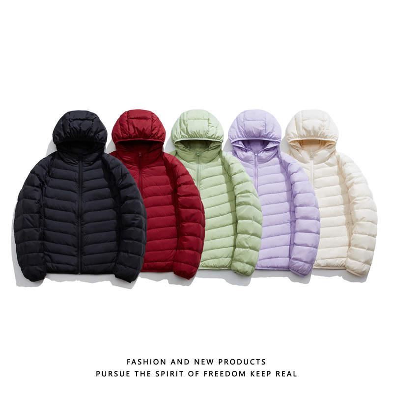 冬季轻薄羽绒服男女新款连帽羽绒外套户外防风保暖纯色百搭上衣