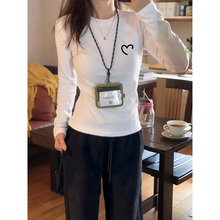 白色德绒打底衫女装内搭夏冬季正肩显瘦棉长袖t恤加绒加厚上衣