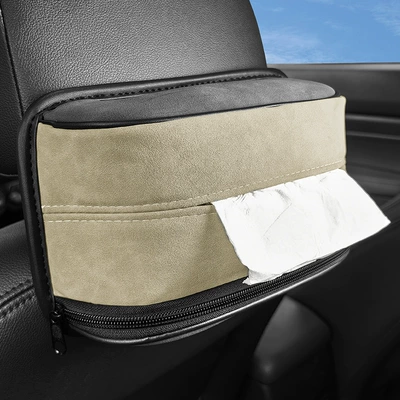 Car tissue box/set High-End Integrated Sports Seat - standard-beige-stitched-suede-tissue-box