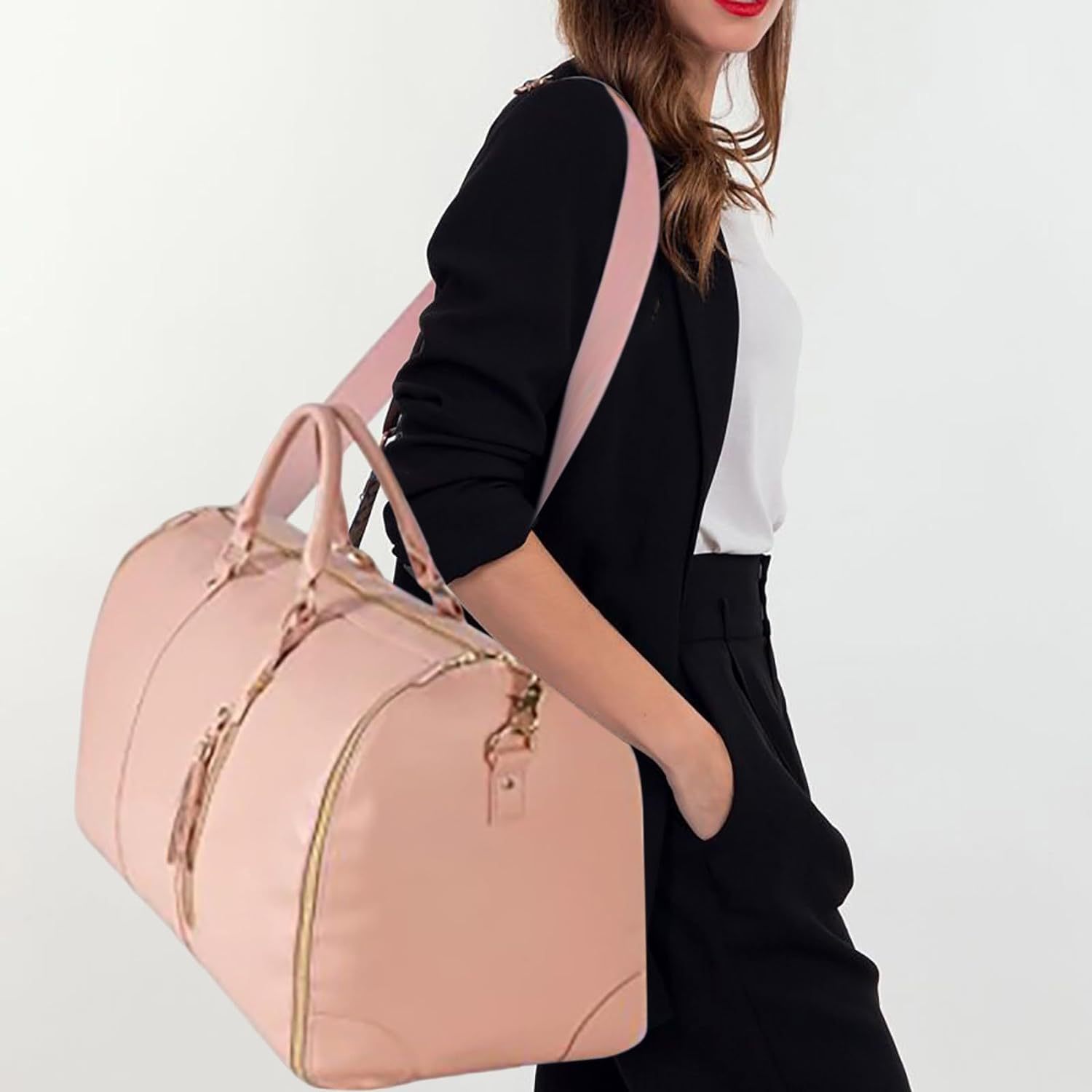 Bolsa plegable de PU para trajes — gran capacidad, multiusos, viaje, deporte o almacenamiento, diseño femenino