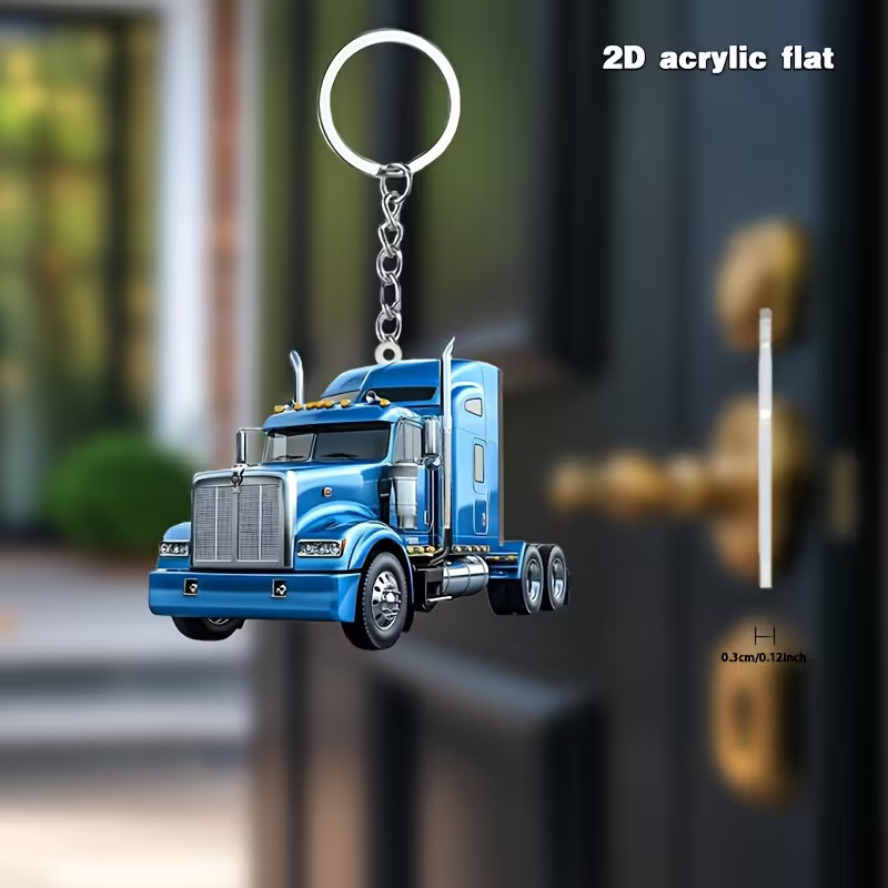 Cross-border creative new large blue truck head acrylic keychain backpack pendant holiday decoration