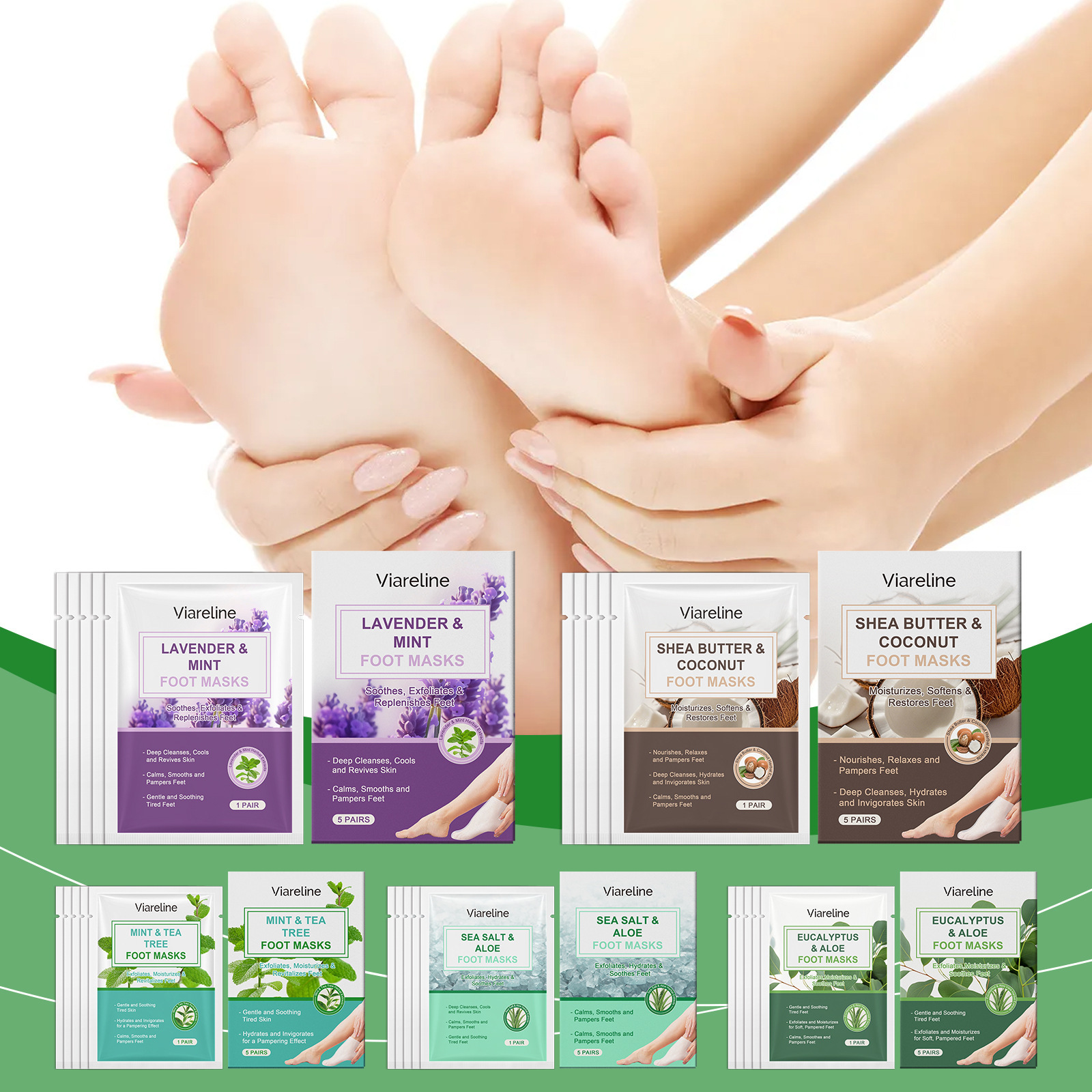Viareline Moisturizing Foot Mask Series: Smooth, Gentle, Hydrating, Moisturizing, and Skin-Softening for Daily Foot Care