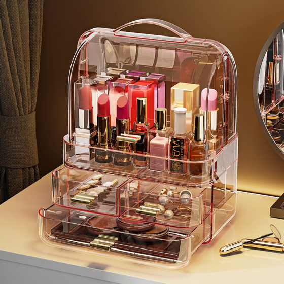 Household Light Luxury Plastic Storage Box Drawer Type Cosmetic Lipstick Storage Box Advanced Desktop Dust-proof Storage Box