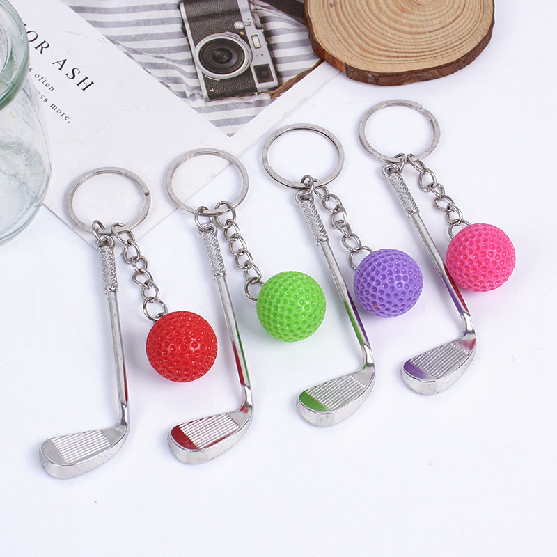 Cross-Border Popular Simulation Mini Golf Keychain Solid Ball Bag Pendant Souvenir Small Gift