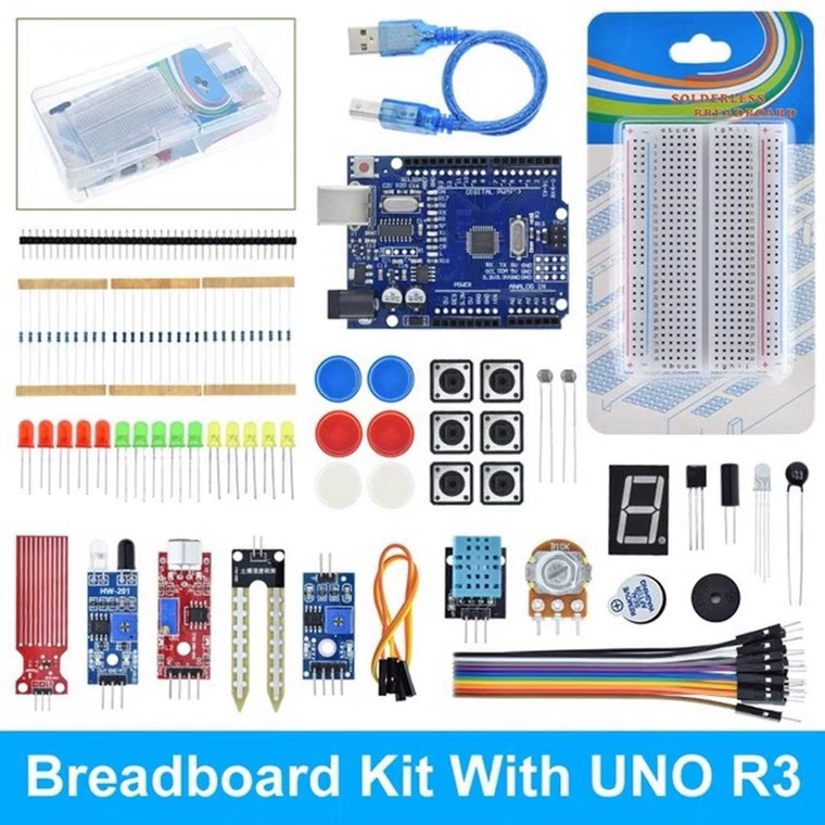 Breadboard Starter Kit (UNO R3 compatible) Maker 400-hole — Sensors, LEDs, Cables
