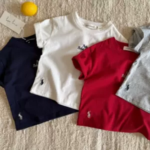 Linlin Mom Children's Class a с коротким рукавом 2025 Summer Girls Chotcon Emlmodery Baby Kids Letter Top Ohlosale