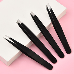 96眉夾鑷子拔眉毛不鏽鋼眉毛夾平口斜口雙眼皮貼睫毛夾眉夾四件套
