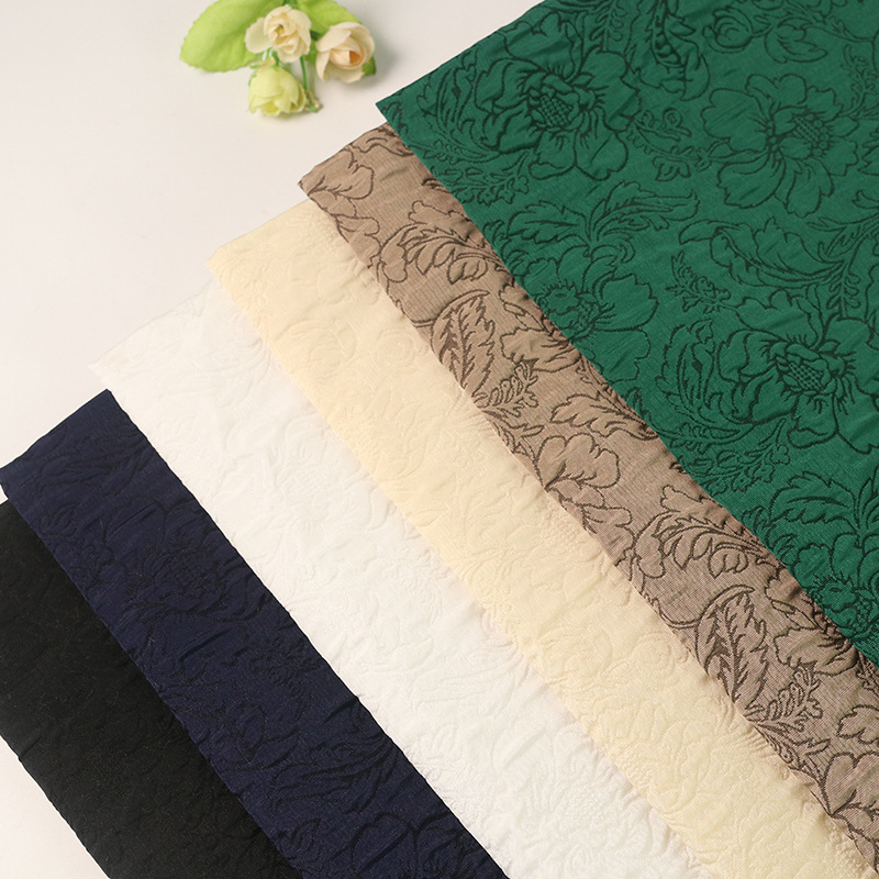 厂家直销轻盈暗纹玫瑰时尚连衣裙新款女装色织提花