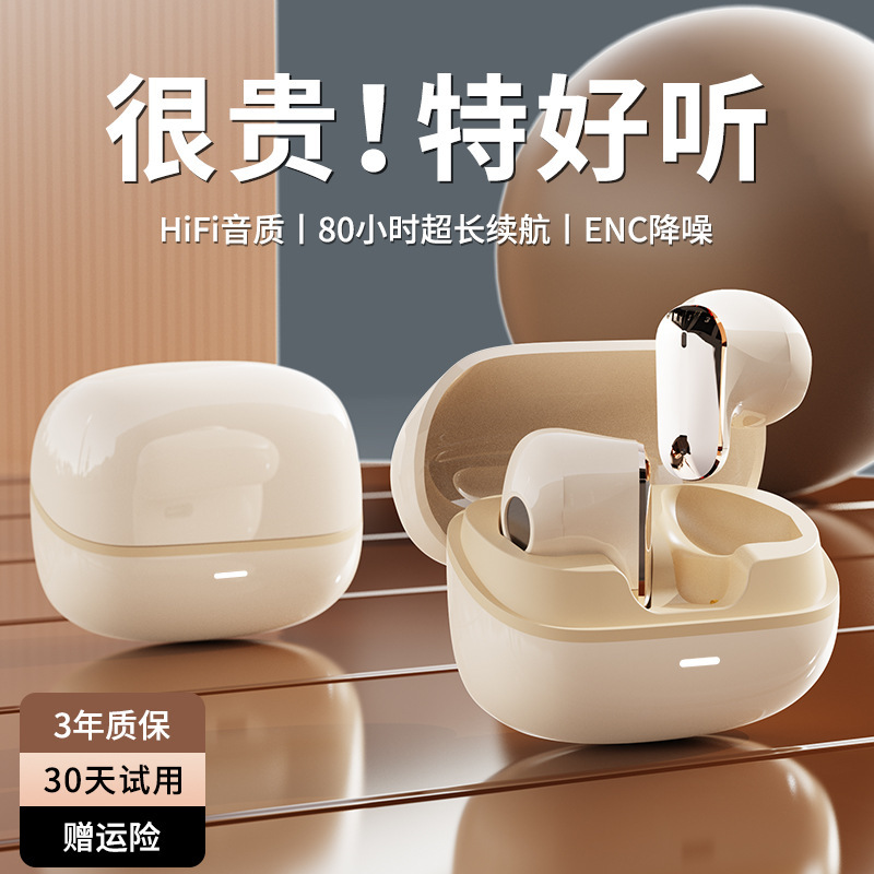 2025年新型Bluetoothヘッドセット、ワイヤレスノイズキャンセリング、超長バッテリー寿命、ミニショートハンドル、電気メッキ、セミインイヤー、高音質|undefined
