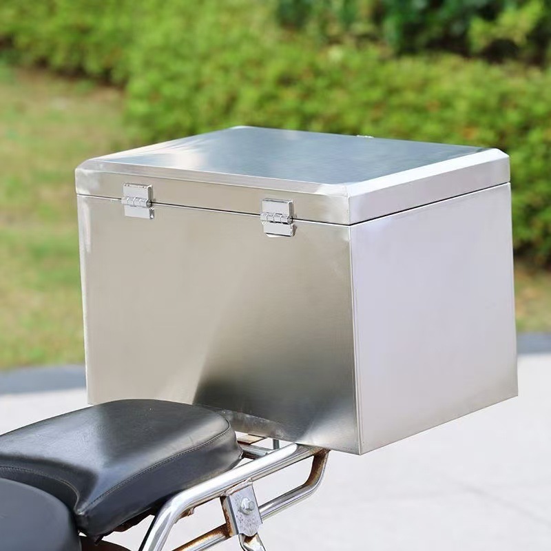 Trunk Stainless Steel Electric Battery Motorcycle Trunk Universal Takeaway Storage Tool Large Capacity Thickened