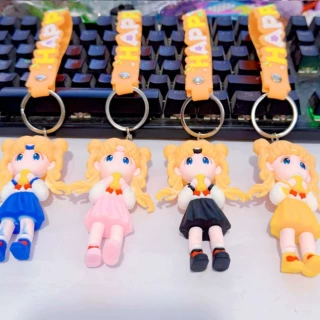 卡通美少女公仔钥匙扣硅胶可爱包包小挂件娃娃机小礼品情侣钥匙圈