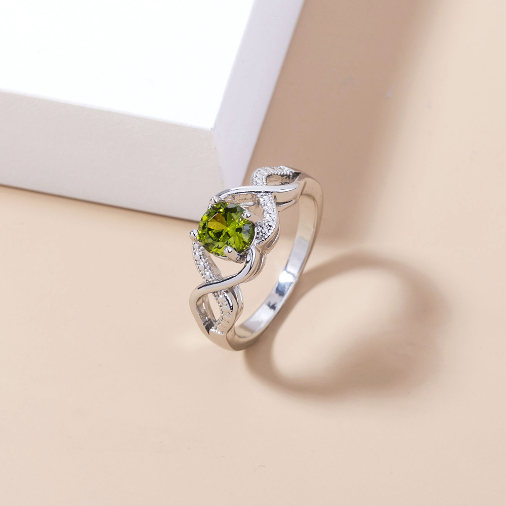 Bague En Cuivre De Gros Bijou Vert Olive De Style Rétro Européen Et Américain En Gros display picture 3