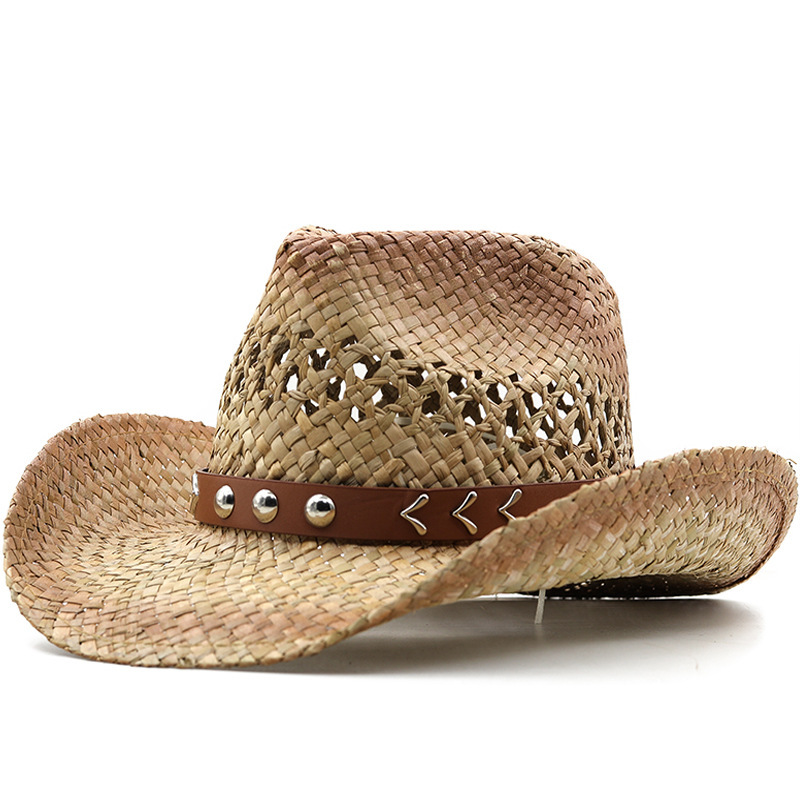 Belt Retro Comfortable Breathable Casual All-match Outdoor Large Eave Sunscreen Western Denim Straw Hat