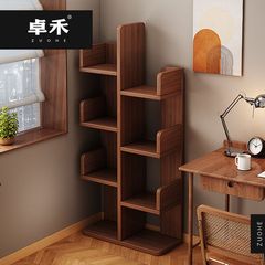 卓禾の実木本棚の床置き棚の収納棚の創意家庭用サボテンの木の形は壁の展示棚に寄りかかっています。