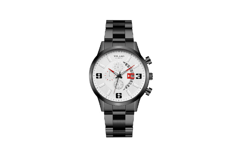montre homme numérique à trois yeux avec calendrier tendance montre homme en acier inoxydable montre ceinture en acier_voghion.com
