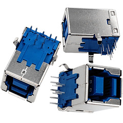 USB connector 3.0 B female 90 degree printer female copper blue glue 