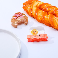 ins风创意食物抓夹女日韩笑脸面包鲨鱼夹小众盘发卡通醋酸发夹