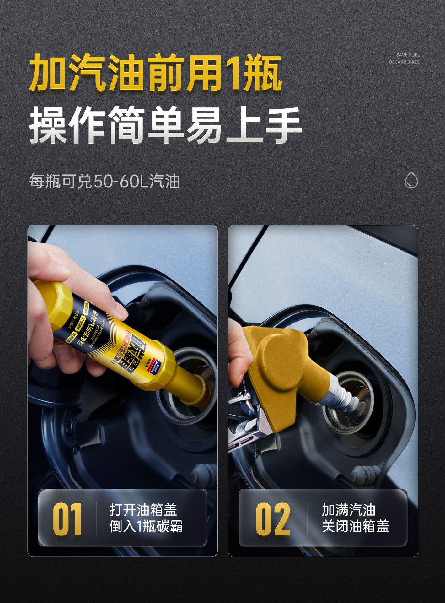 GoodeWey Fuel Additive for Carbon Deposit Removal, S3 Catalytic Converter Additive, PEA Concentrate, Engine Gasoline Cleaning Agent