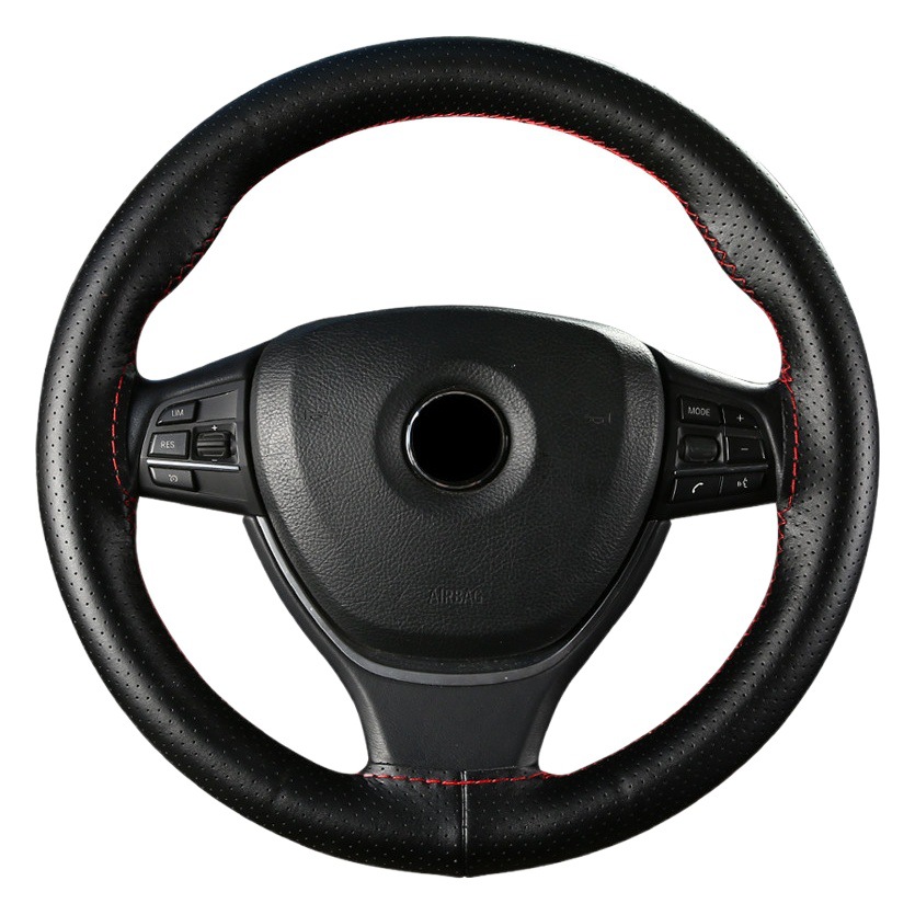 Real cowhide car steering wheel cover manufacturers wholesale Four Seasons universal hand-stitched handle cover new leather cover