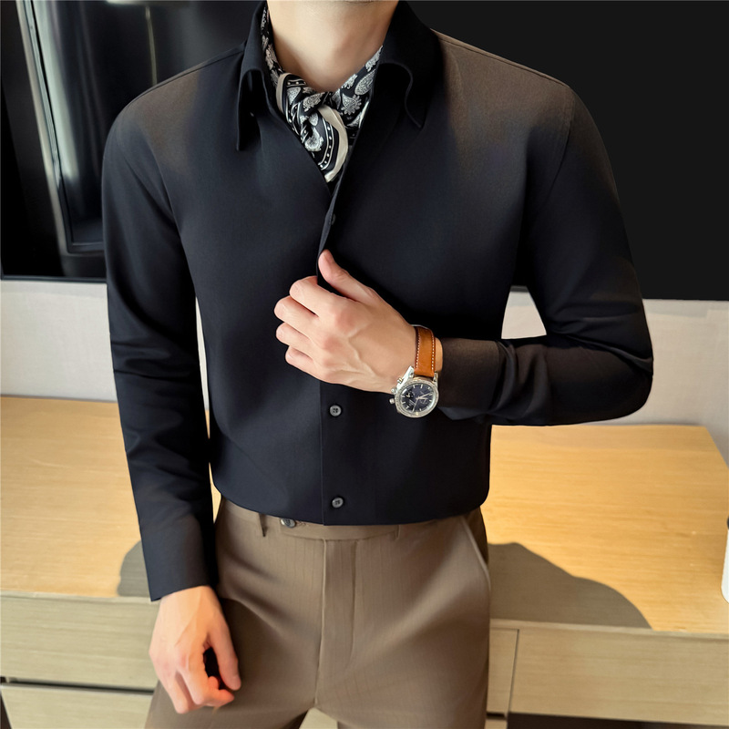 2026 Spring Collection Men's French V-Neck 3D Cut Long Sleeve Shirt, Fine Workmanship Base Shirt, Live Sale
