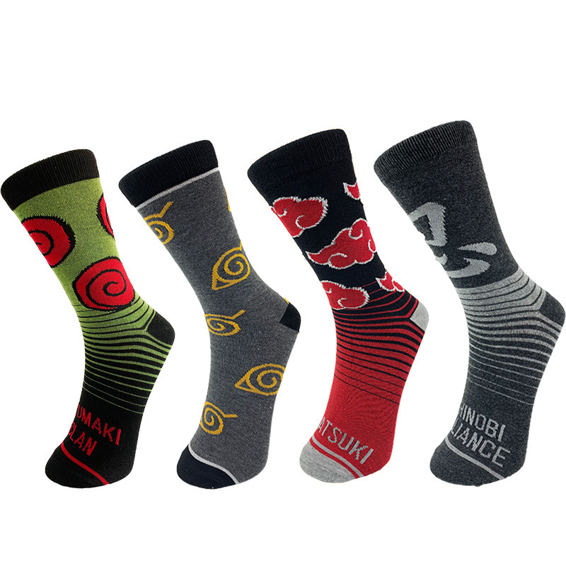 Naruto new fashion socks Xiao organization Xiangyun pattern ins tide couple personality striped tube socks wholesale