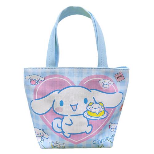 Cartoon leather waterproof widened hand storage bag outing tote bag love kuru rice box bag lunch bag