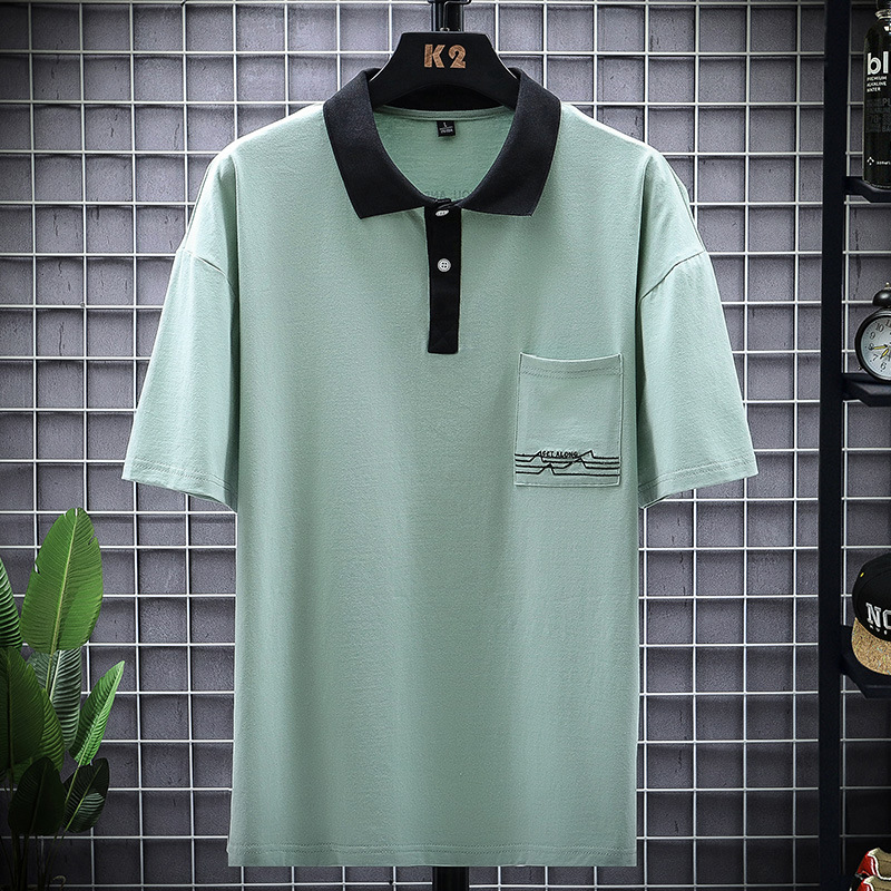 Cross-border wholesale spring/summer new lapel short sleeve polo shirt men's light business loose T-shirt youth dad outfit tide