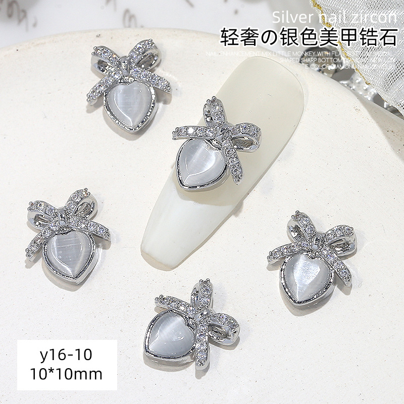 Joyería de circonio para decoración de uñas, lazo para decoración de uñas, aleación de diamantes, perla, joyería de diamantes, accesorios de decoración de libros rojos pequeños, venta al por mayor