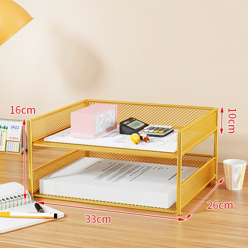 Metal document organizer — reinforced mesh storage box, 2–5 tiers, vertical or horizontal layout