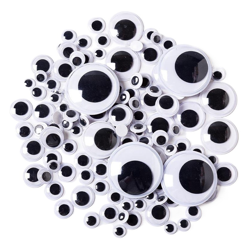 Colorido correa de ojo móvil ojo adhesivo hecho a mano DIY animal correa de ojo pestañas ojo perlas pegatinas Ojo Blanco y Negro