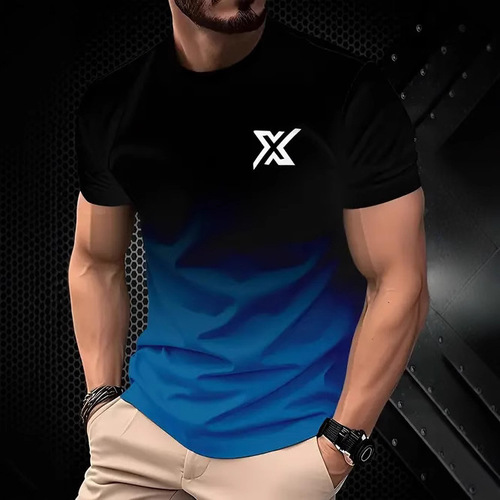 Cross-border Western and European foreign trade 2025 new casual fashion trend high-quality minimalist printed men's short-sleeved T-shirt