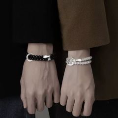 锦鲤黑珠情侣手链男款原创设计手串高级感百搭小众定情信物礼物