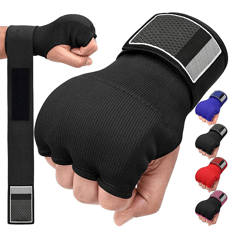 Gel Boxing Gloves Half-Finger Fighting Lazy Quick Wrap Bandage Muay Thai Sanda Training Hand Protection