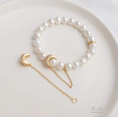 Color Preservation 14K Pack Gold Zərgərlik ara hissələri - 14k-bag-gold-moon-chain-1-bracelet-without-beads