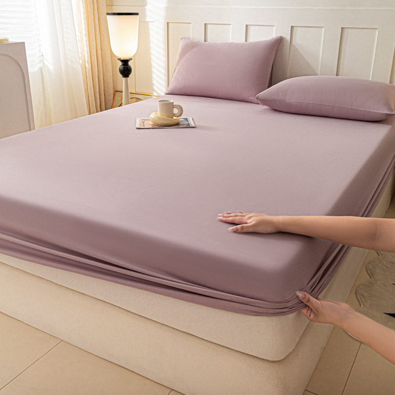 2024 nueva clase A de algodón simple color sólido cepillado de un solo producto funda de cama a prueba de polvo cubierta protectora de colchón todo incluido cuatro
