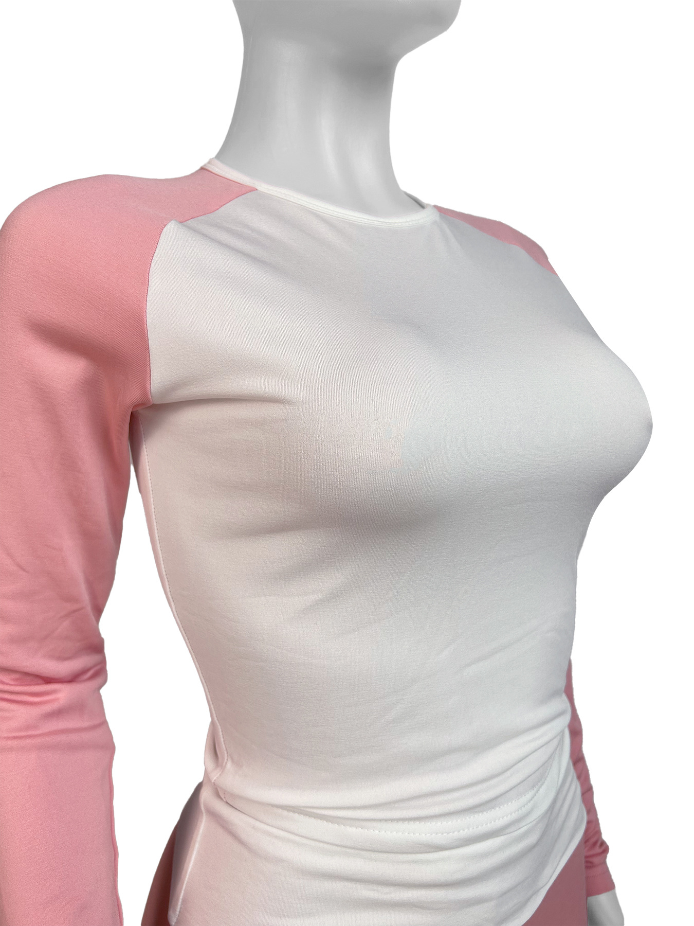 Women Clothing Contrast Color Tight High Waist Fold Slim Trousers Fleece Lined Two Piece Sets